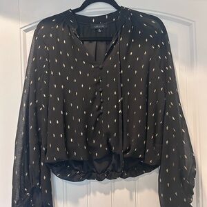 Abbeline Black Blouse with Gold Accents
